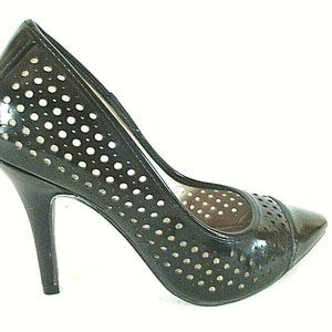 Christian Siriano Black Patent Polka Dot Pumps Heels Shoes Women's 5 W (SW19)pm2